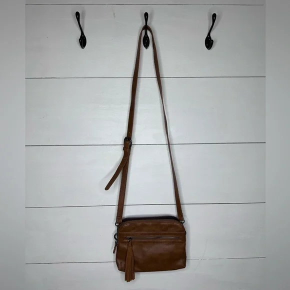 American Eagle Outfitters Tassel Crossbody Bag Brown Burgundy - Picture 2 of 11